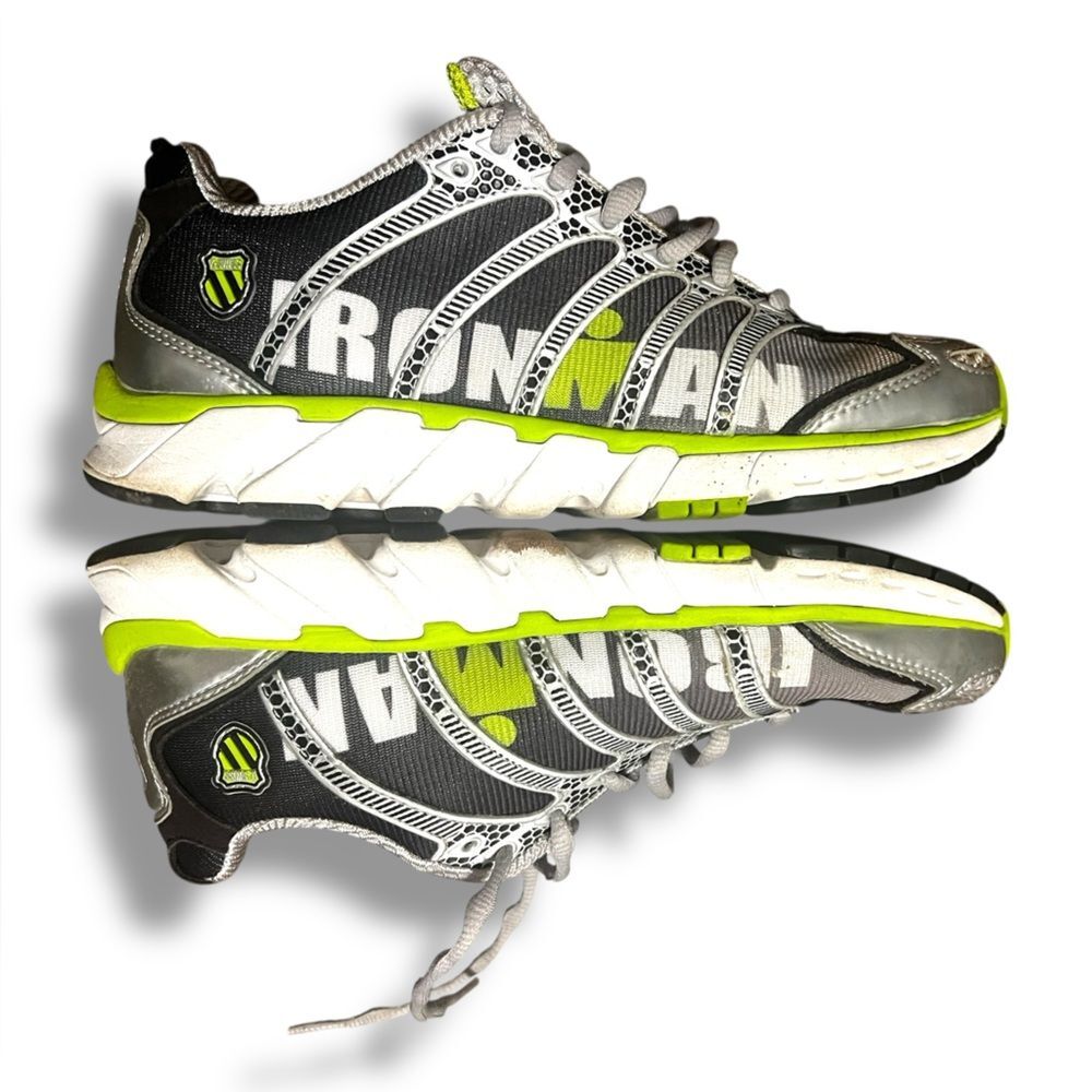 K-Swiss Guide Glide Silver and Lime Green Ironman Sneakers Shoes Womens Size 9.5